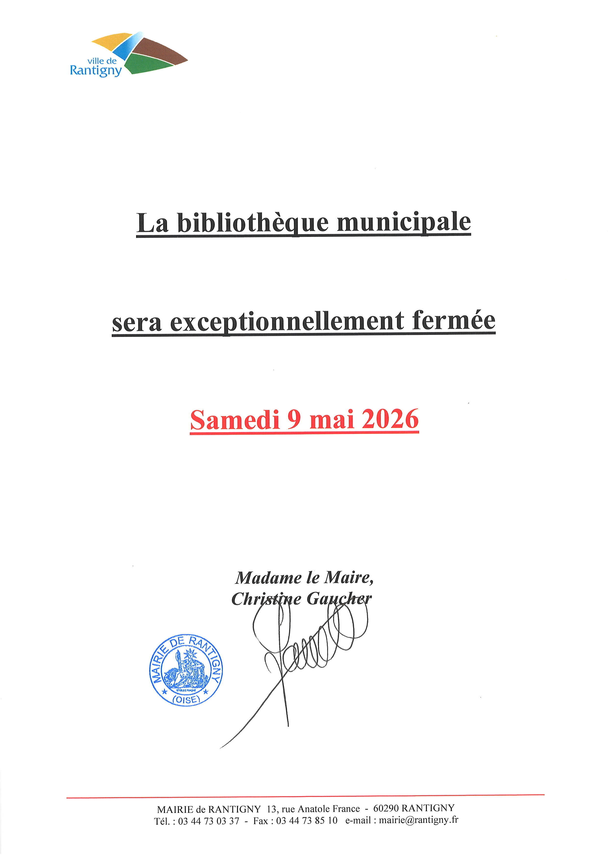 affiche bib fermee le 9 mai