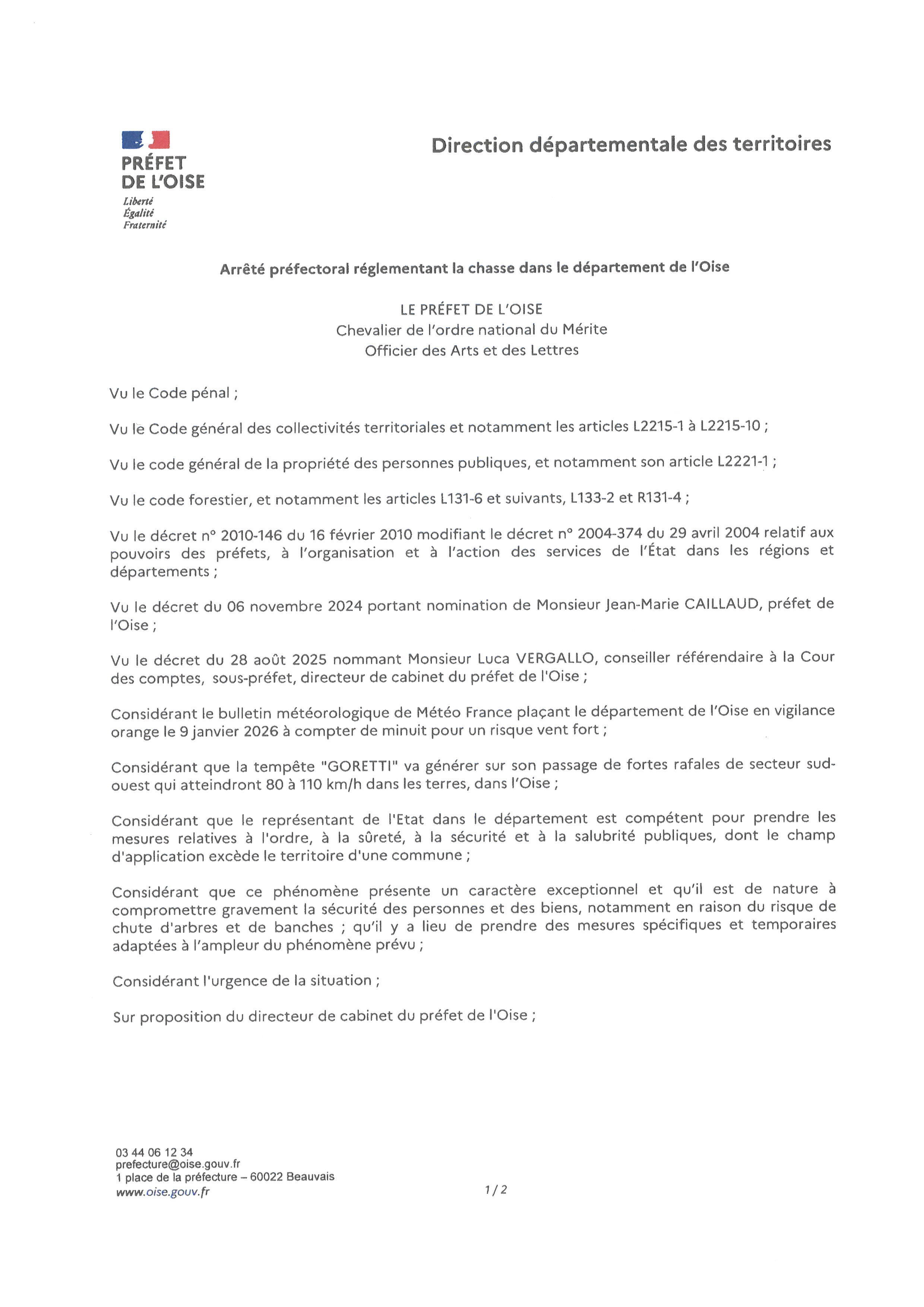 AFFICHE CHASSE LE 9 JANVIER 2026