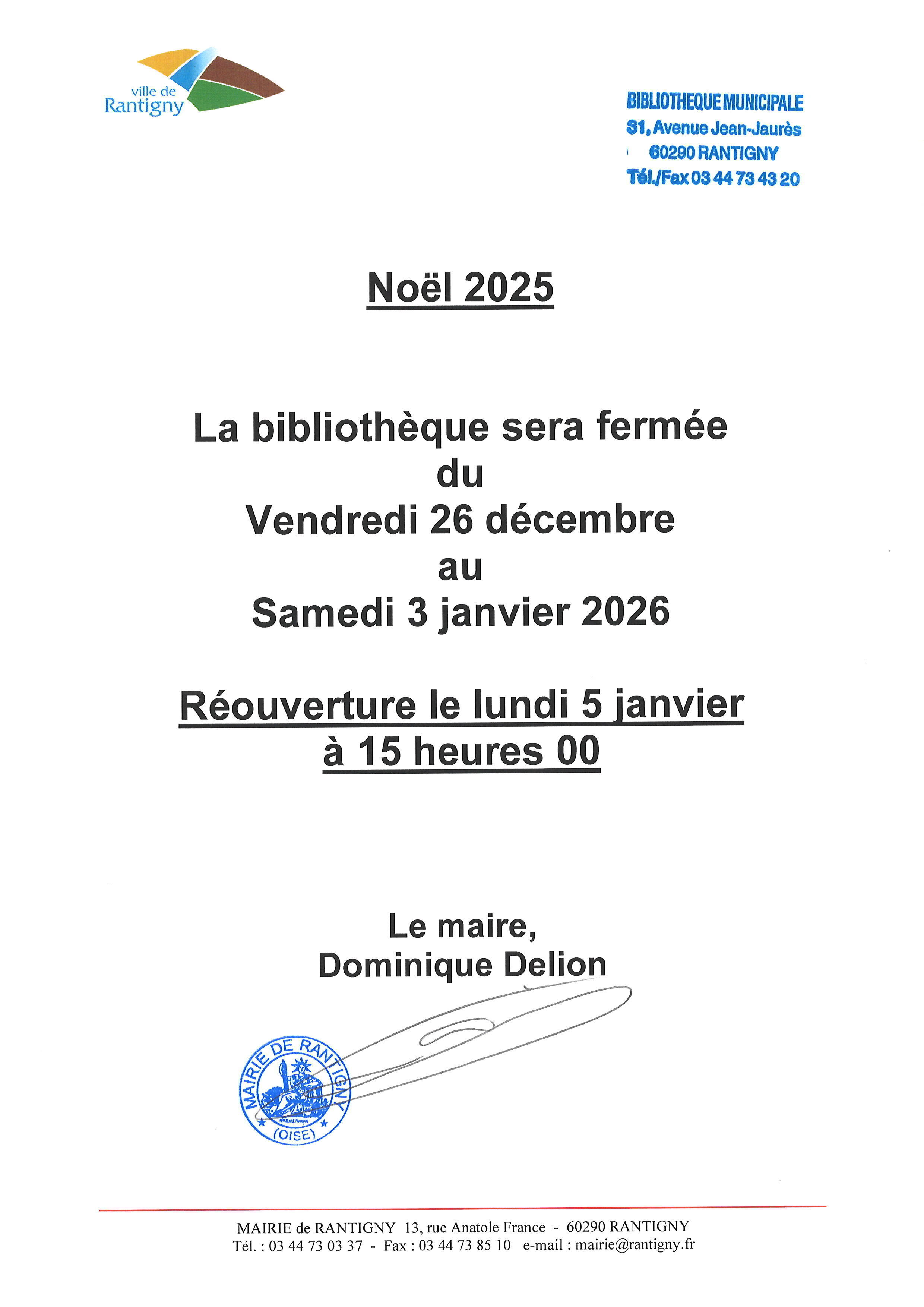 affiche fermeture bib