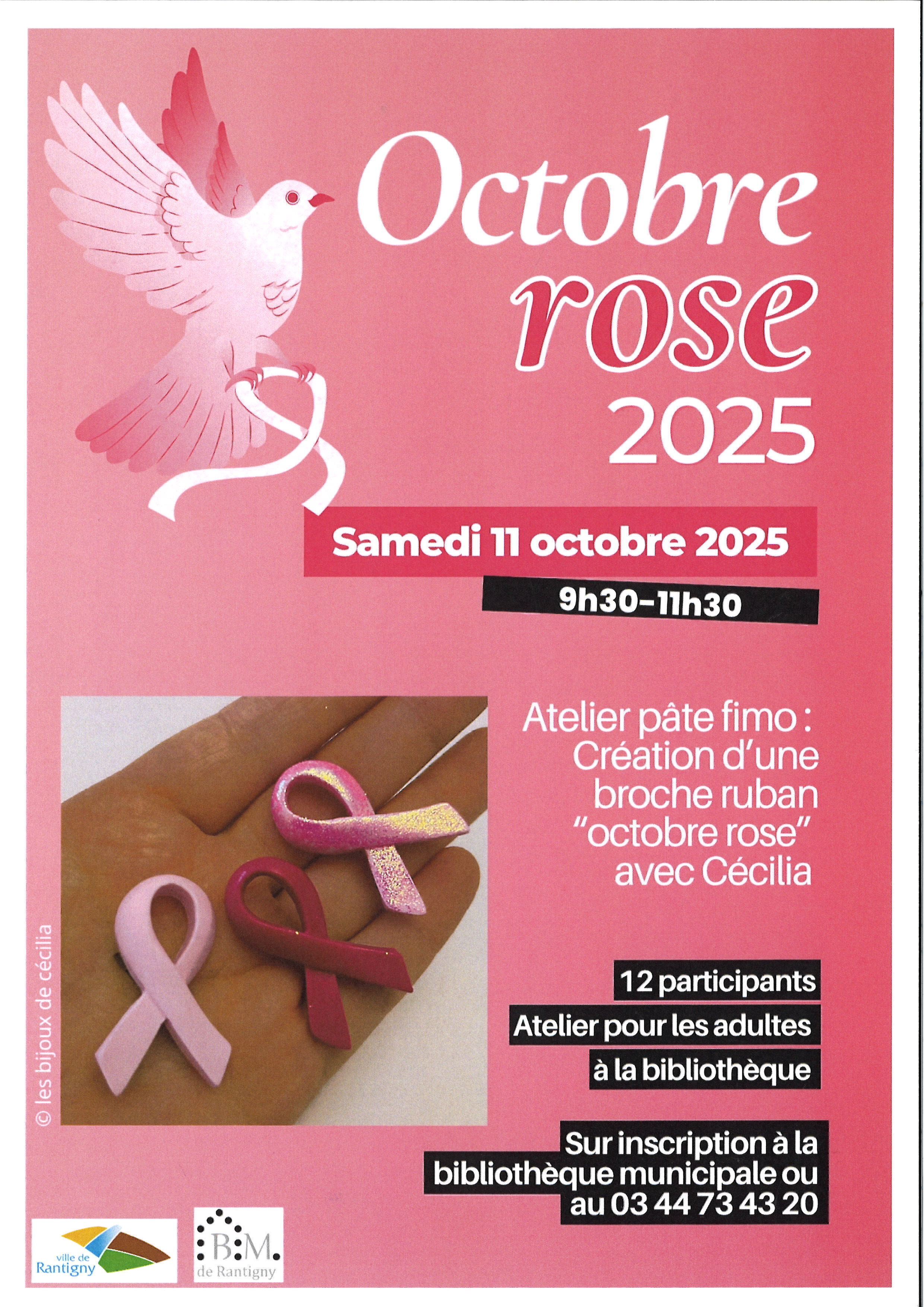 affiche octobre rose pate fimo