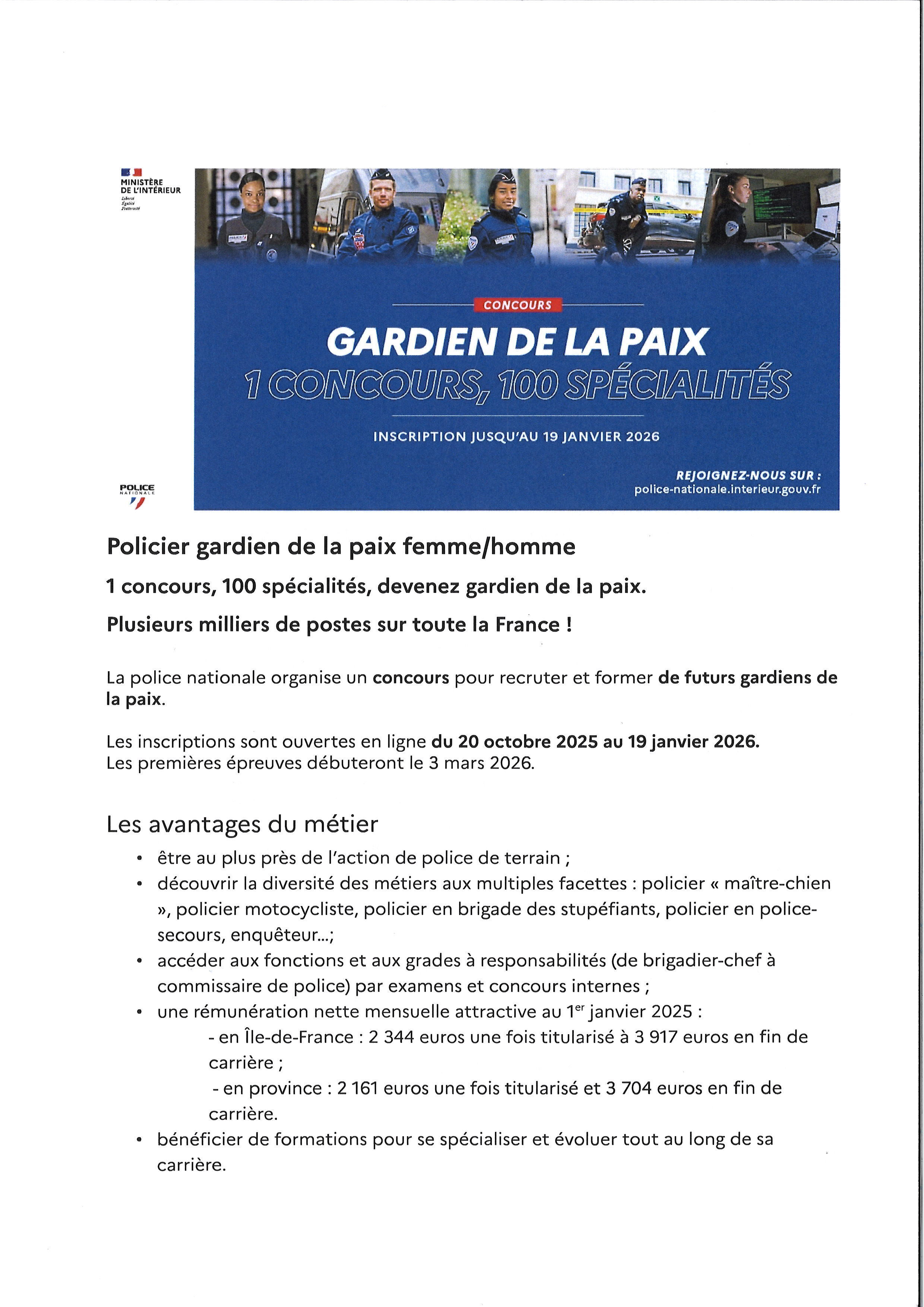recto gardien de la paix