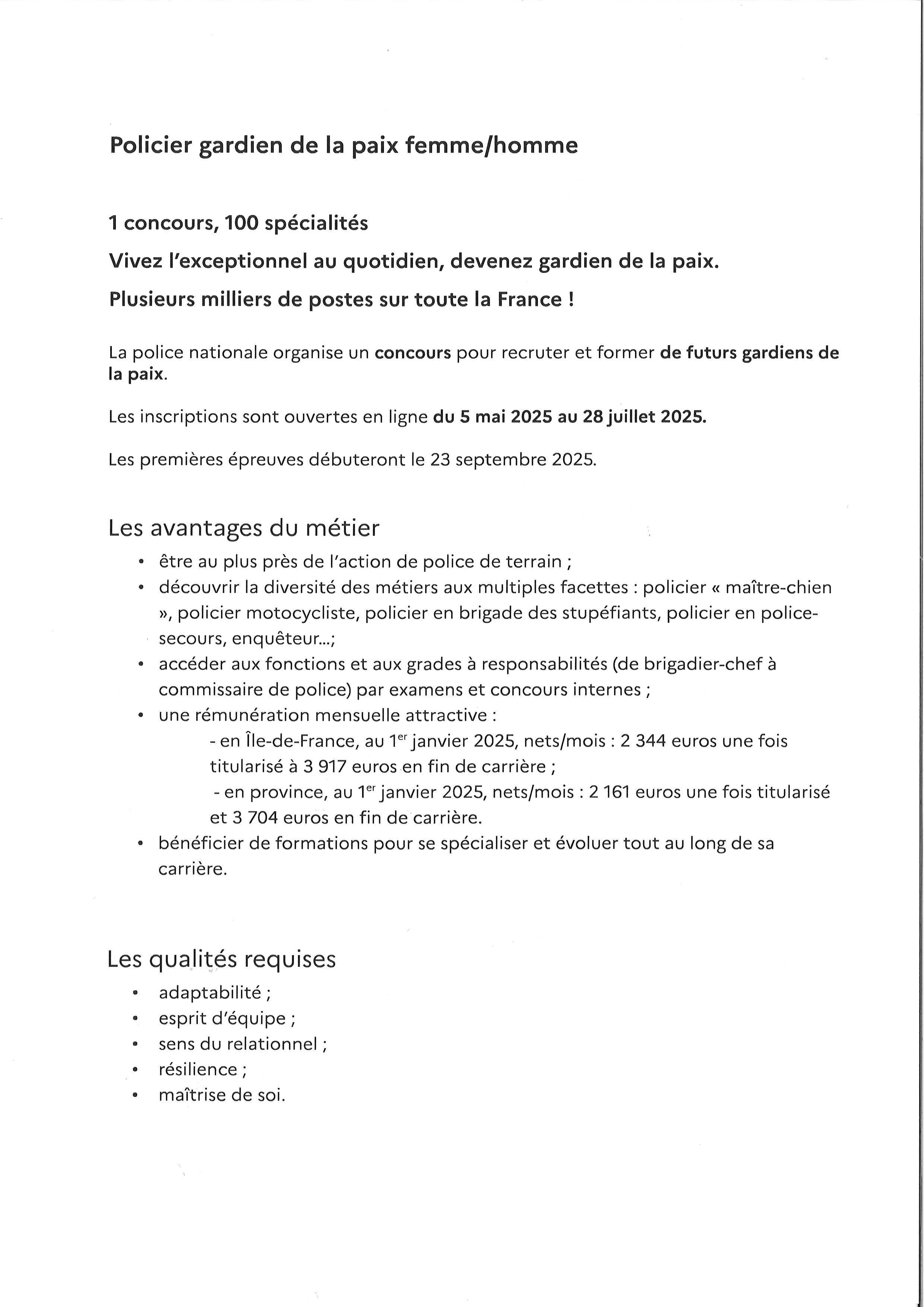 recto gardien de la paix