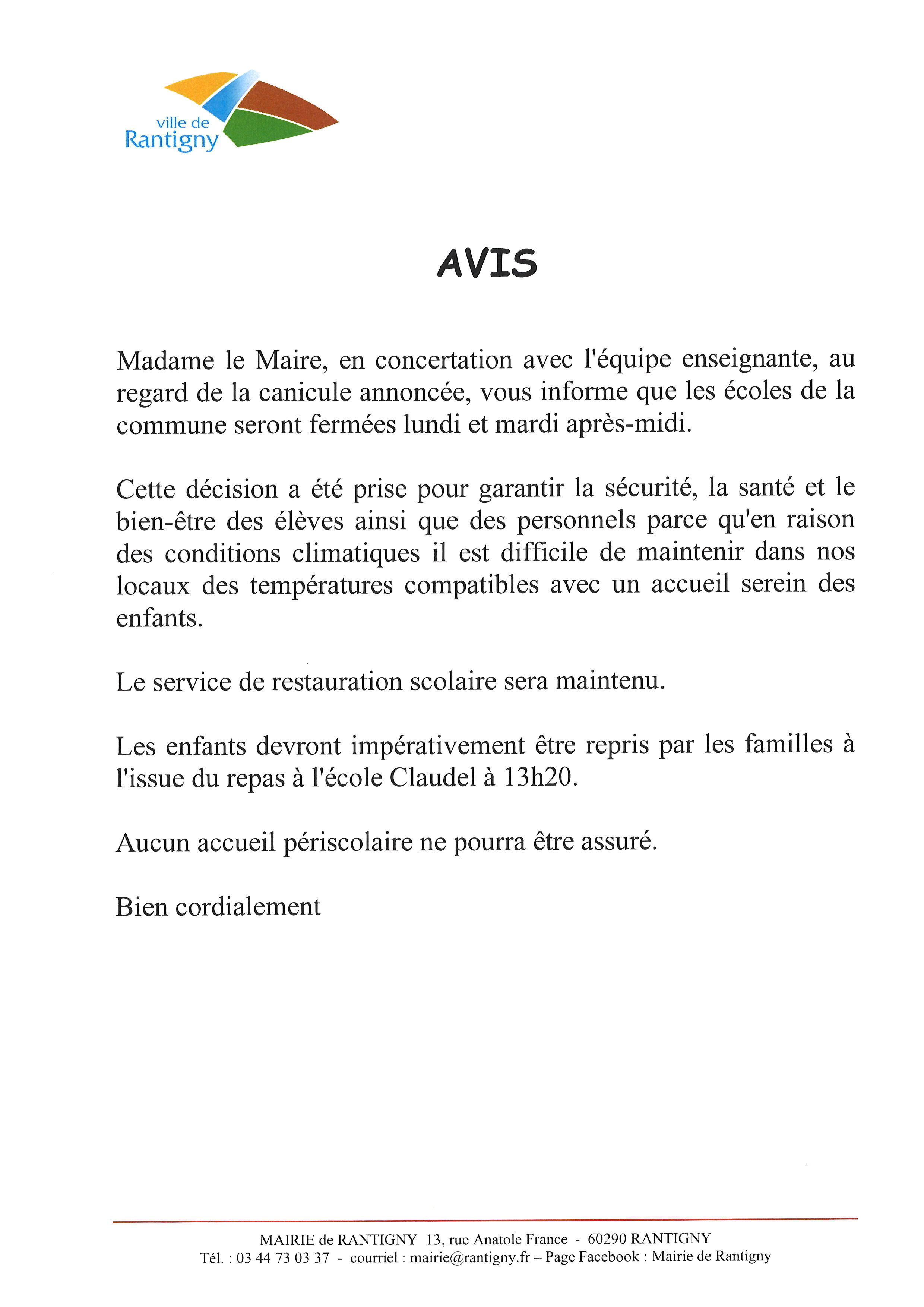 texte fermeture ecole