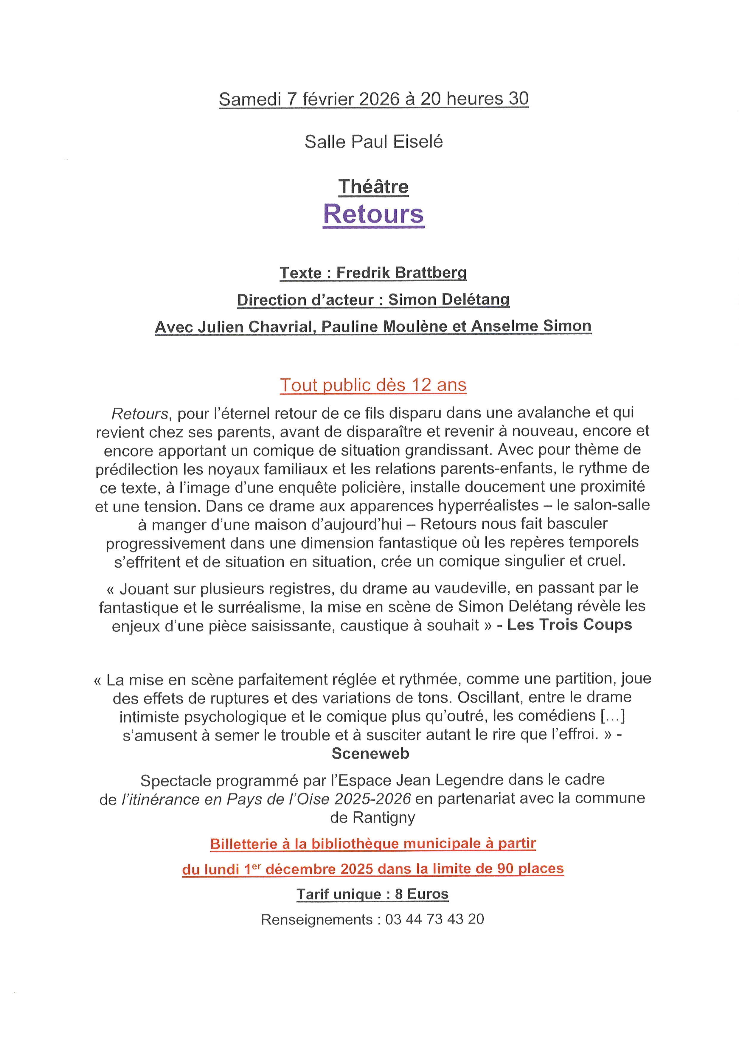 texte theatre retours