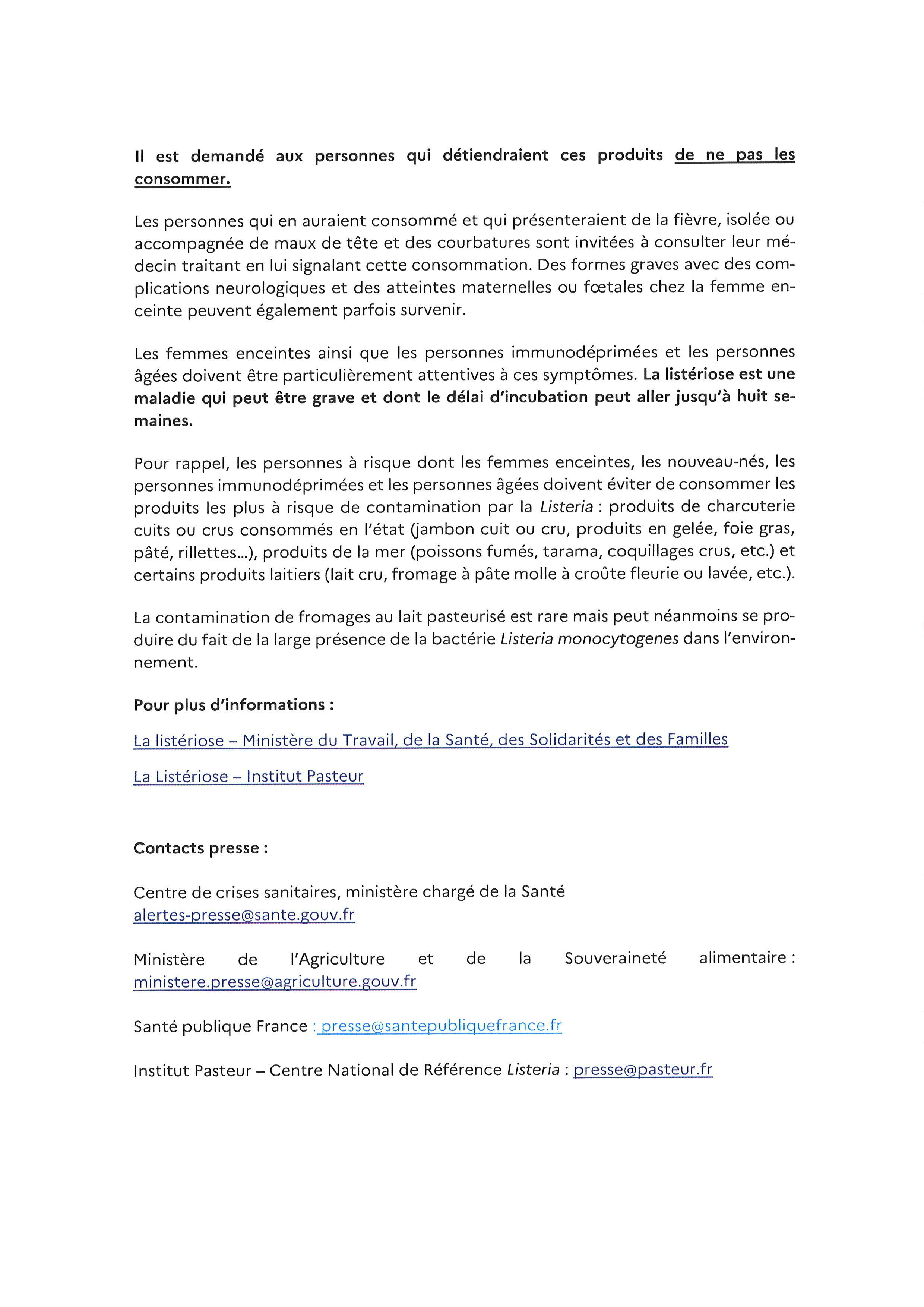 verso listeriose